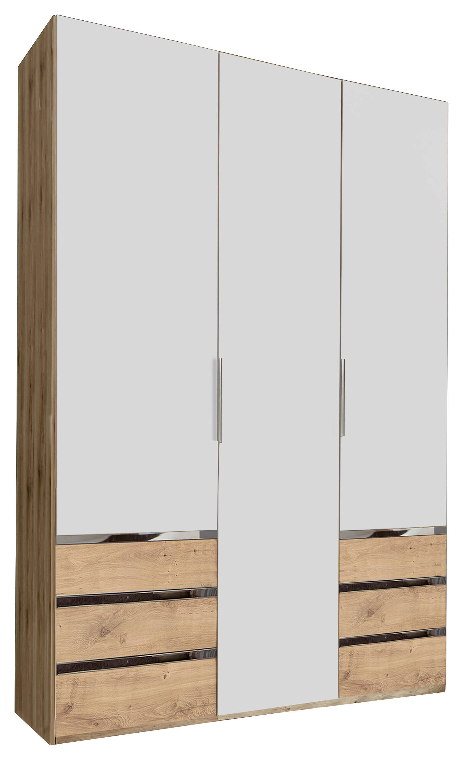 DREHTÜRENSCHRANK in Weiss, Eichefarben  - Chromfarben/Weiss, Modern, Holzwerkstoff/Kunststoff (150/216/58cm) - MID.YOU