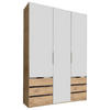 DREHTÜRENSCHRANK in Weiss, Eichefarben  - Chromfarben/Weiss, Modern, Holzwerkstoff/Kunststoff (150/216/58cm) - MID.YOU