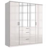 KLEIDERSCHRANK in Weiss, Weiss Hochglanz, Silberfarben  - Weiss Hochglanz/Chromfarben, Basics, Holzwerkstoff (179/199/58cm) - MID.YOU