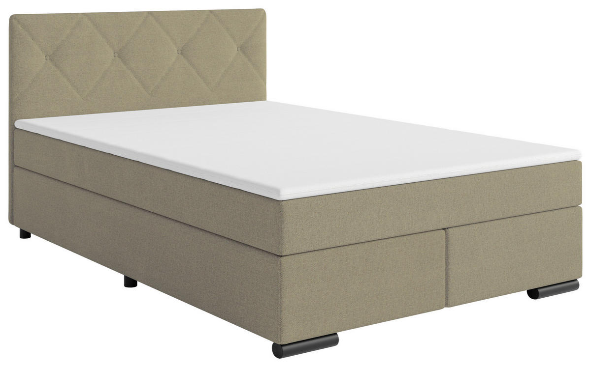 BOXSPRINGBETT 140/200 cm  in Beige  - Beige/Schwarz, MODERN, Karton/Holz (140/200cm) - MID.YOU