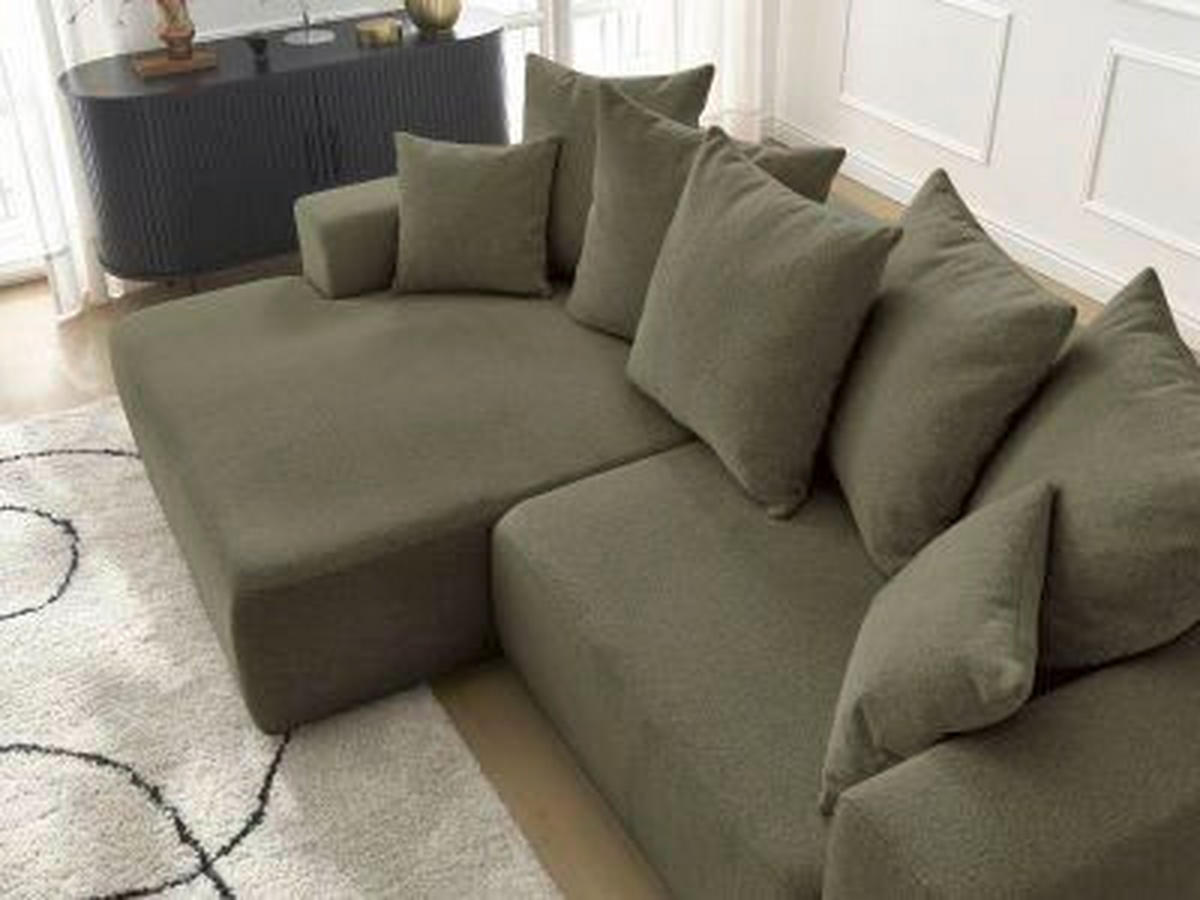 ECKSOFA Ottomane links  ATILLA Grün Flachgewebe  - Schwarz/Grün, MODERN, Kunststoff/Textil (149/244cm)