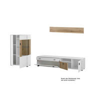 WOHNWAND 3-teilig  in Weiß, Eichefarben  285/170/42 cm  - Eichefarben/Schwarz, Design, Glas/Holzwerkstoff (285/170/42cm) - MID.YOU