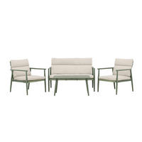 LOUNGEGARNITUR Stahl  - Beige/Grün, MODERN, Kunststoff/Textil (120/80/80cm) - Gardenson
