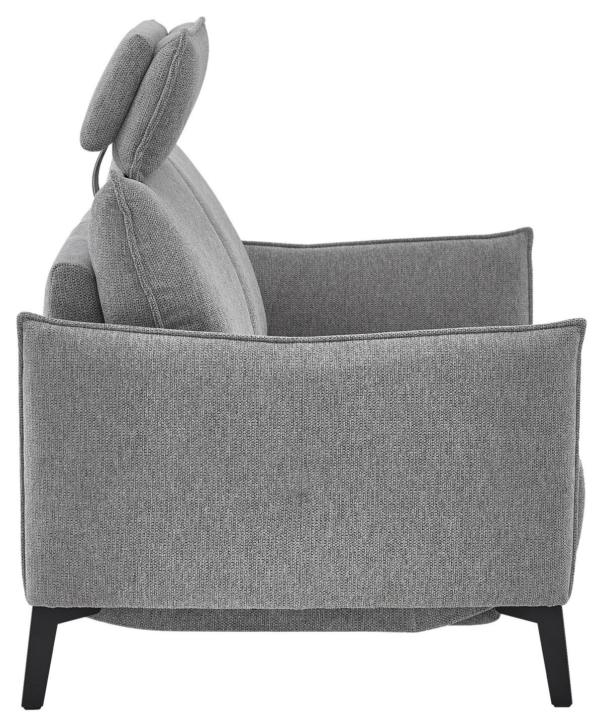3-SITZER-SOFA  in Chenille Grau Modern  - Schwarz/Grau, KONVENTIONELL, Textil/Metall (184/90/92cm) - Elegando