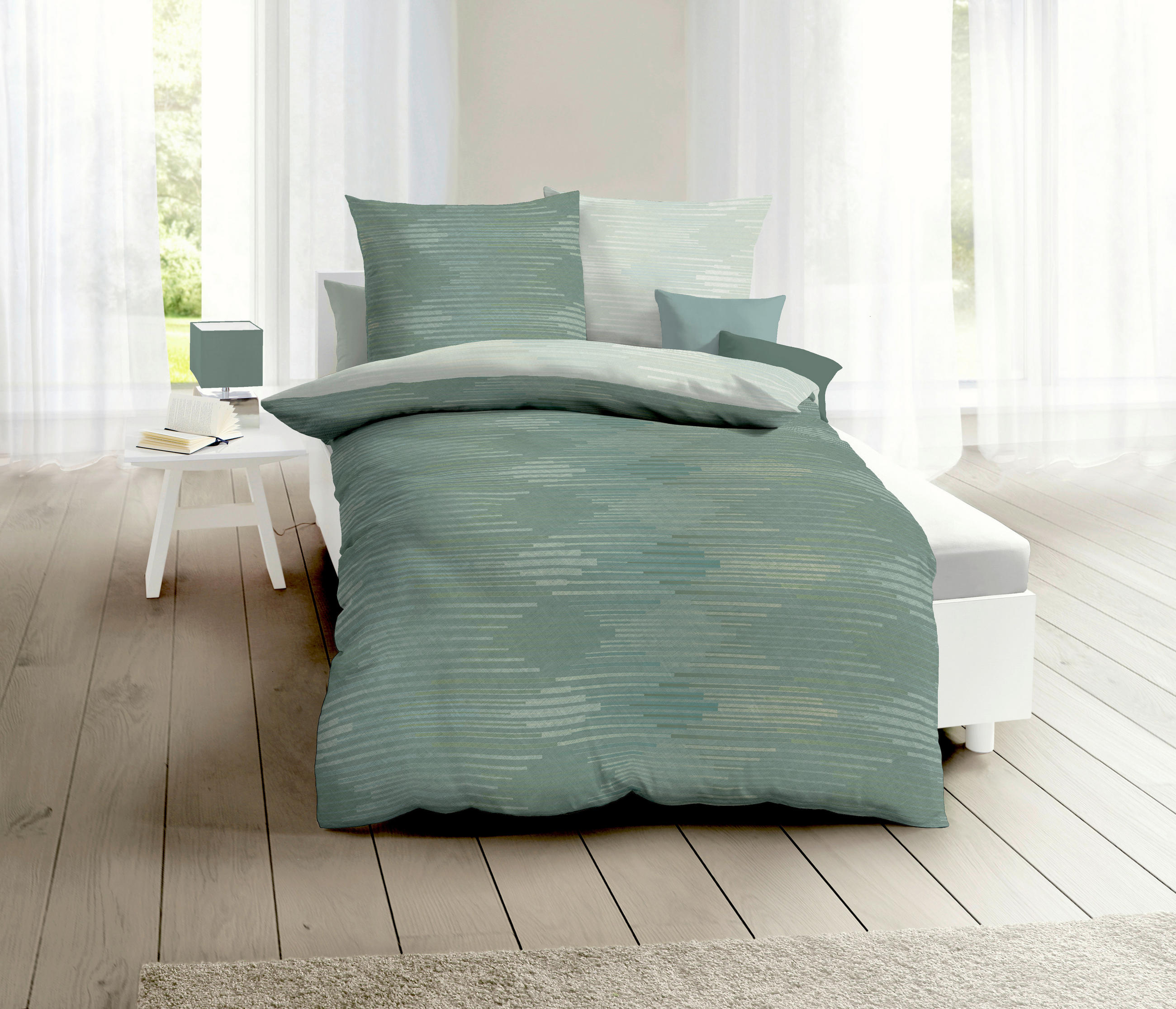 POSTELJINA IKAT 140/200 cm saten zelena  - zelena, Osnovno, tekstil (140/200cm) - Kaeppel