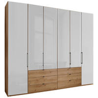 FALTTÜRENSCHRANK 250/216/58 cm 4-türig Weiß, Eiche Bianco  - Schieferfarben/Eiche Bianco, KONVENTIONELL, Glas/Holzwerkstoff (250/216/58cm) - Dieter Knoll
