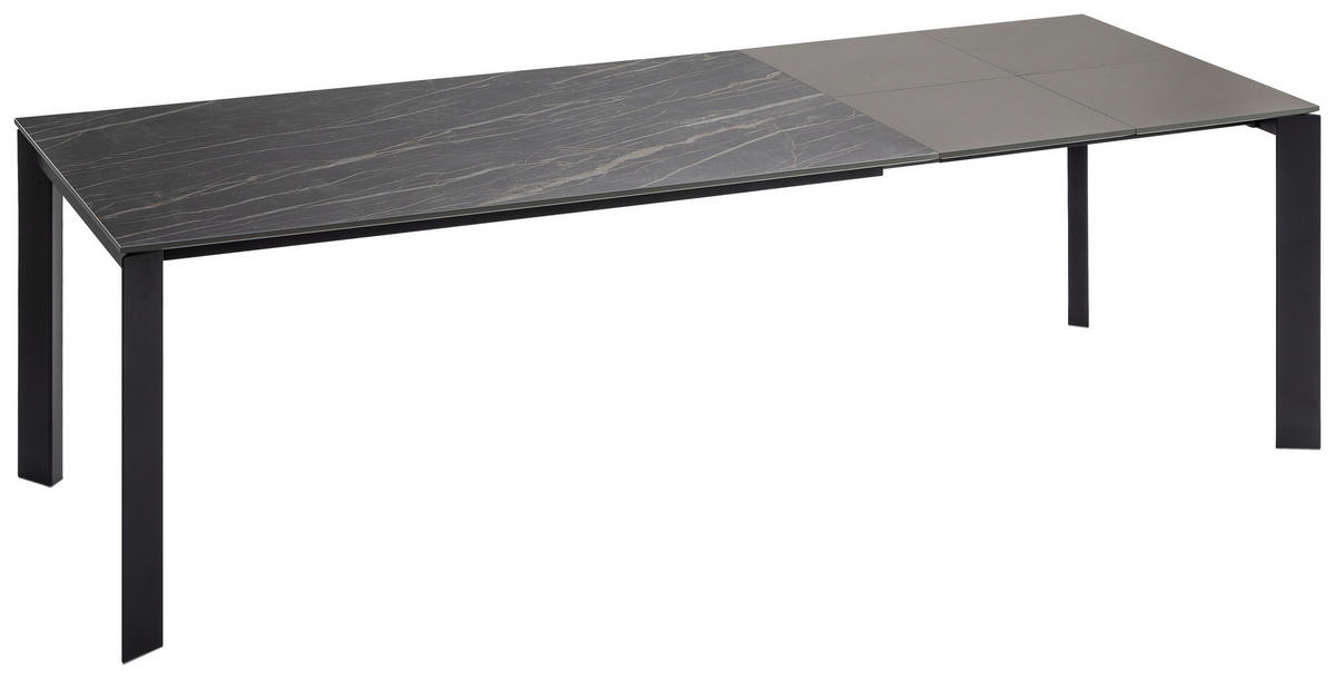 ESSTISCH in Metall, Keramik 160-250/90/75 cm  - Schwarz/Grau, Design, Keramik/Metall (160-250/90/75cm) - Novel