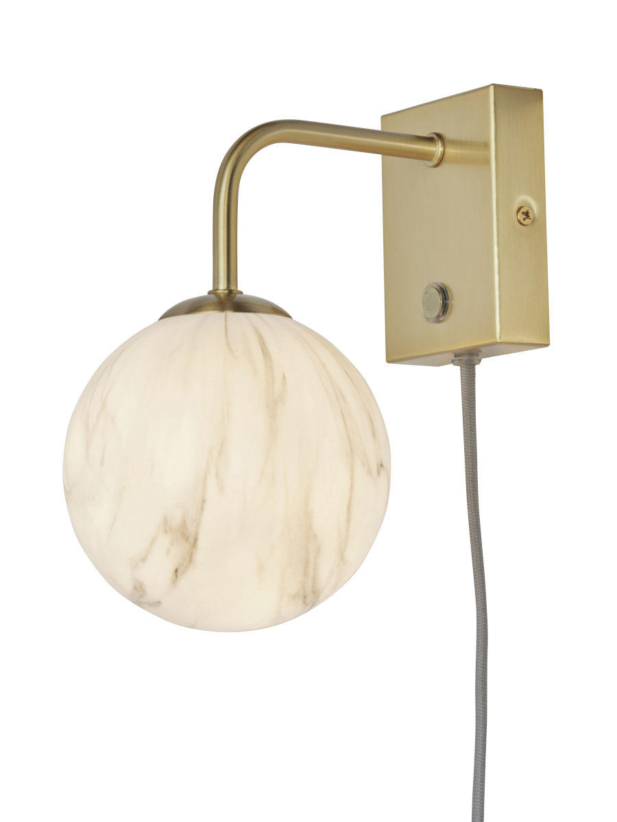 WANDLEUCHTE Carrara Globus 12 cm  - Goldfarben/Weiß, Basics, Glas/Metall (12cm) - It's about Romi