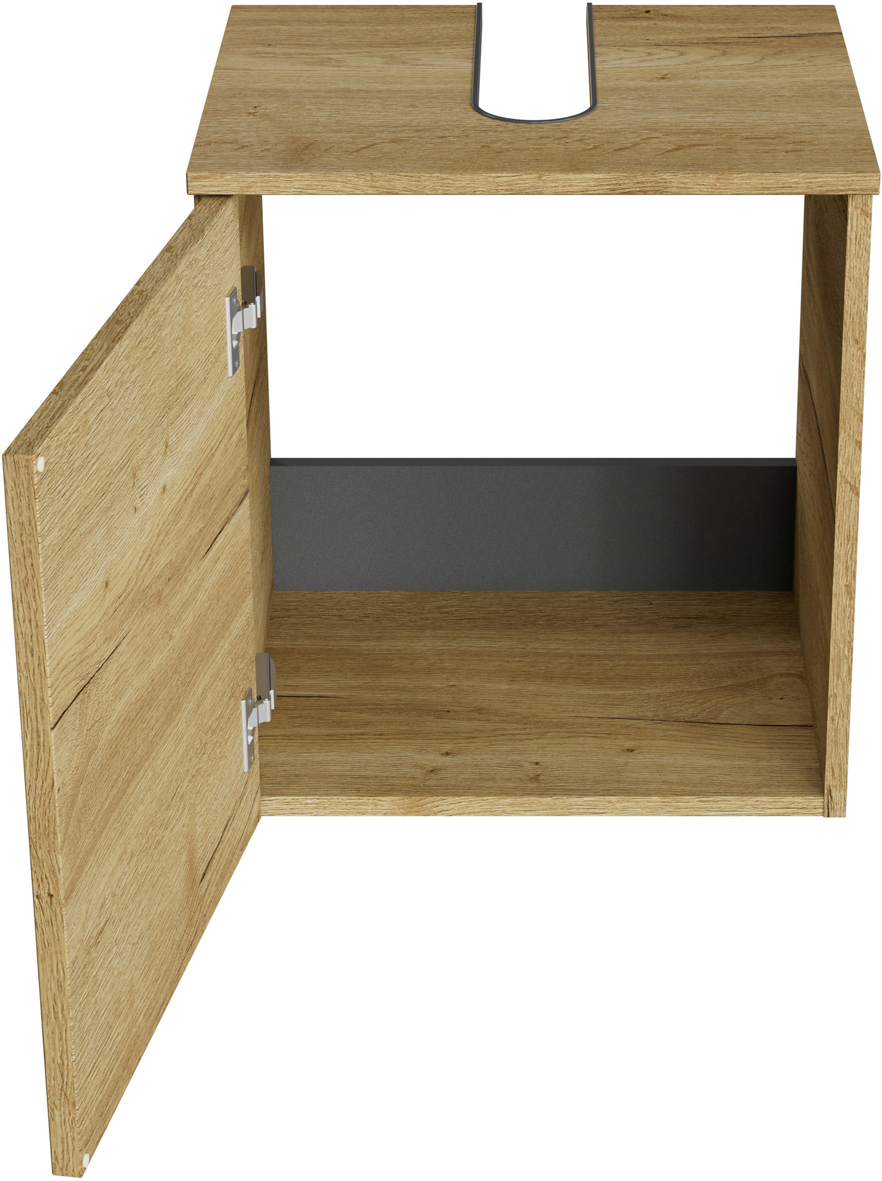 WASCHBECKENUNTERSCHRANK 45/49,8/38,3 cm  - Chromfarben/Wildeiche, KONVENTIONELL, Holzwerkstoff/Metall (45/49,8/38,3cm) - Sadena