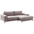 ECKSOFA  in Velours Rosa  253/177 cm  - Schwarz/Rosa, Design, Textil/Metall (253/177cm) - Dieter Knoll