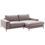 ECKSOFA  in Velours Rosa  253/177 cm  - Schwarz/Rosa, Design, Textil/Metall (253/177cm) - Dieter Knoll