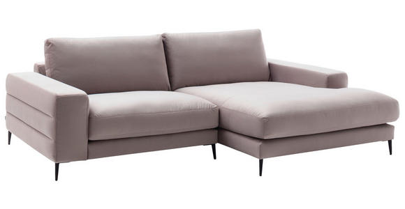 ECKSOFA  in Velours Rosa  253/177 cm  - Schwarz/Rosa, Design, Textil/Metall (253/177cm) - Dieter Knoll