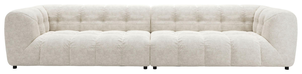 BIGSOFA in Flachgewebe Creme  - Creme/Schwarz, Konventionell, Kunststoff/Textil (406/79/107cm) - Livetastic