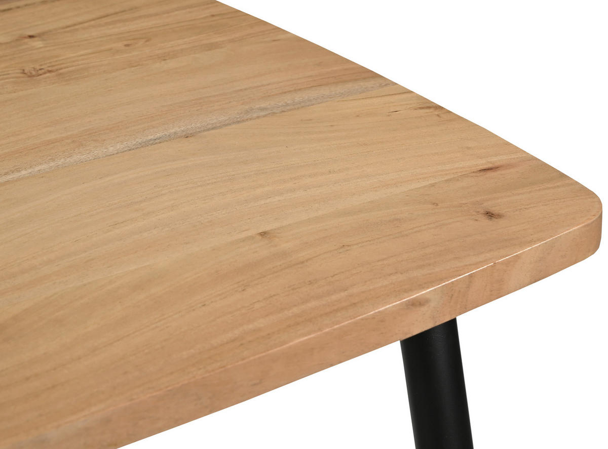 ESSTISCH in Holz, Metall 105/105/76 cm  - Schwarz/Akaziefarben, LIFESTYLE, Holz/Metall (105/105/76cm) - Boxxx