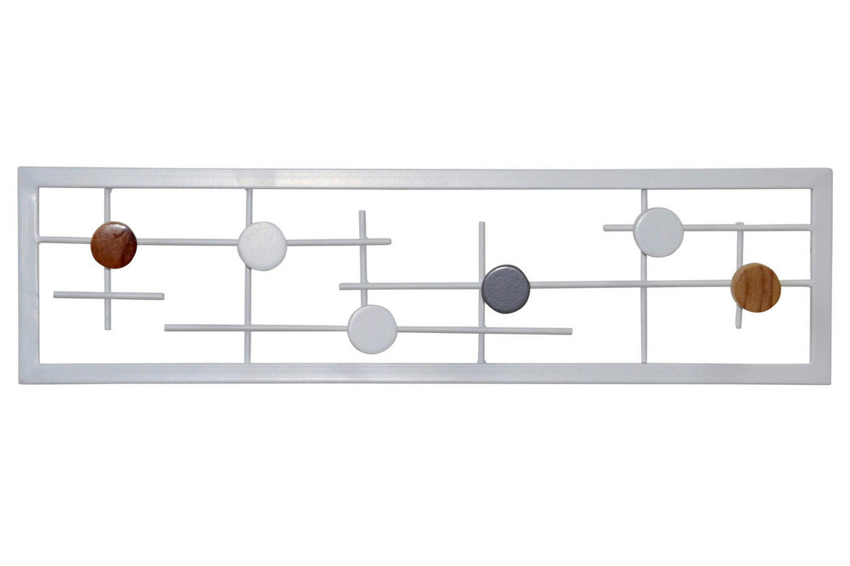 WANDGARDEROBE  in teilmassiv Weiß, Multicolor  - Multicolor/Weiß, Design, Holzwerkstoff/Metall (6/60/16cm) - MID.YOU
