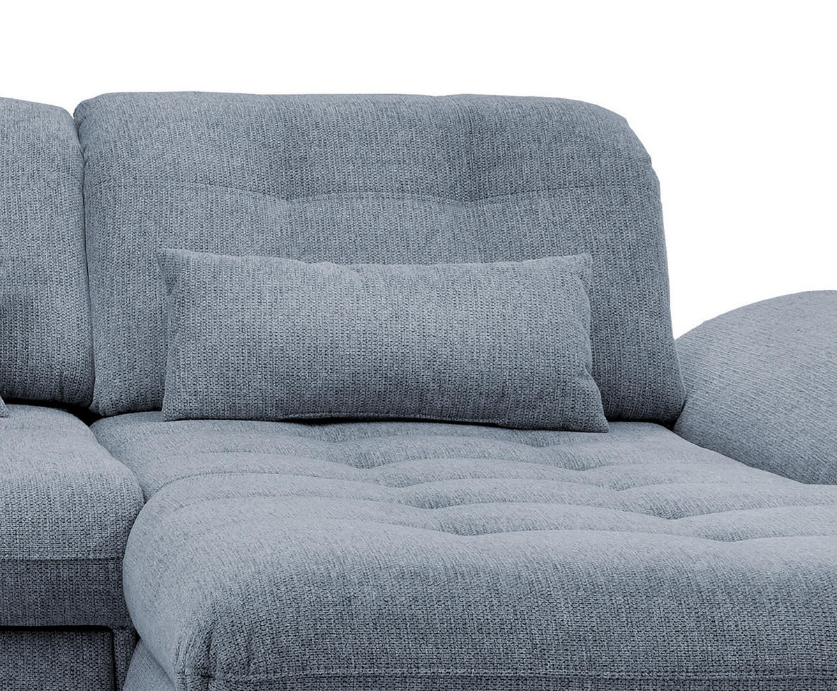 ECKSOFA in Chenille Hellblau  - Chromfarben/Anthrazit, Modern, Textil/Metall (314/184cm) - Livetastic