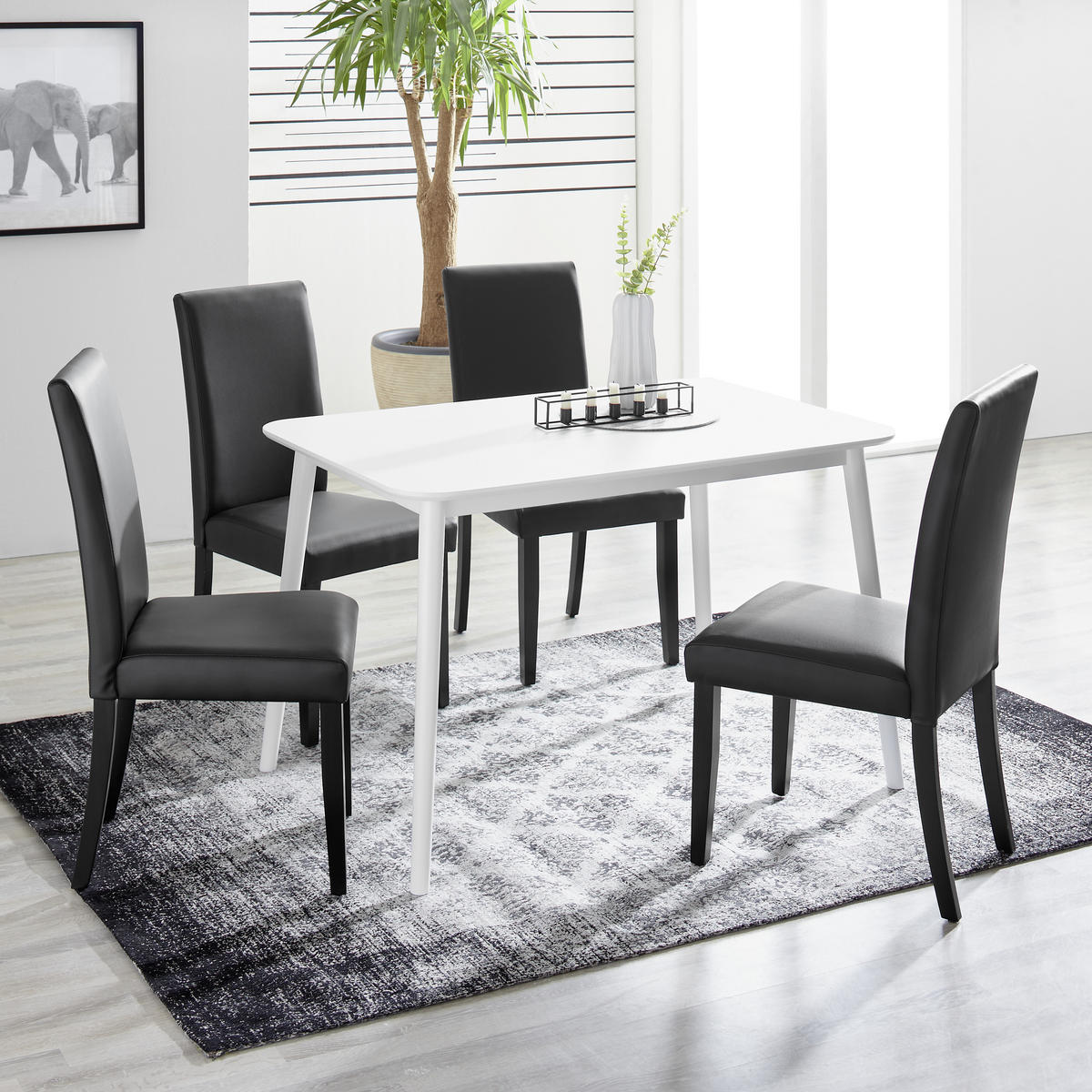Stuhl-Set Lederlook in Schwarz online finden | Stühle