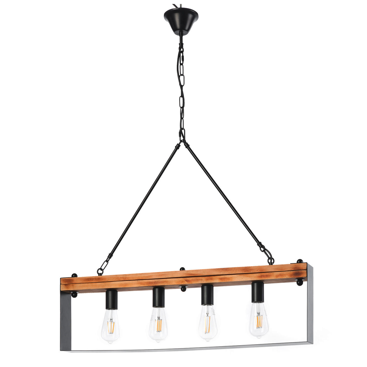 HÄNGELEUCHTE 80/8/100 cm  - Schwarz/Braun, Natur, Holz/Metall (80/8/100cm)