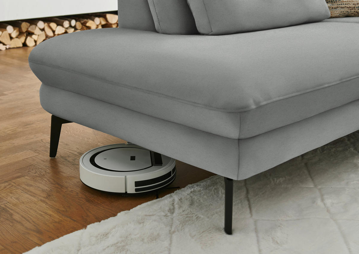 WOHNLANDSCHAFT Chenille, Flachgewebe Grau  - Schwarz/Grau, Design, Textil/Metall (208/344/180cm) - Dieter Knoll