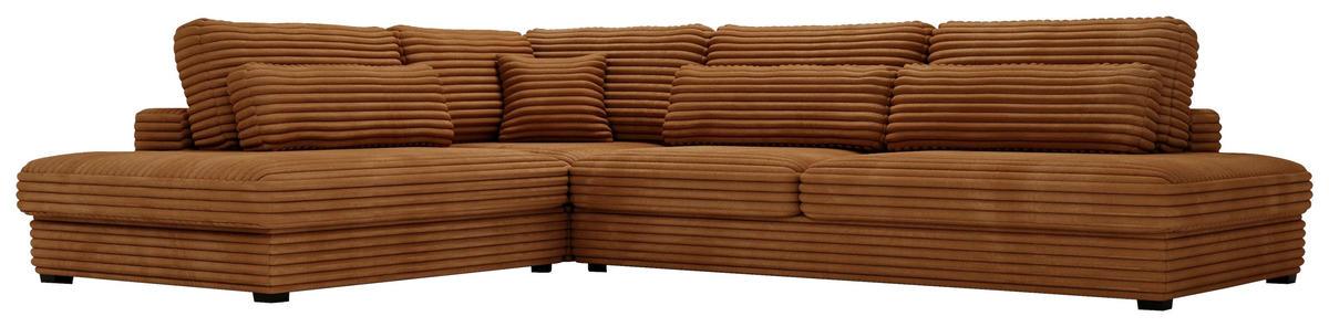 ECKSOFA Rostfarben Cord, Plüsch  - Rostfarben/Schwarz, Design, Kunststoff/Textil (244/332cm) - Livetastic