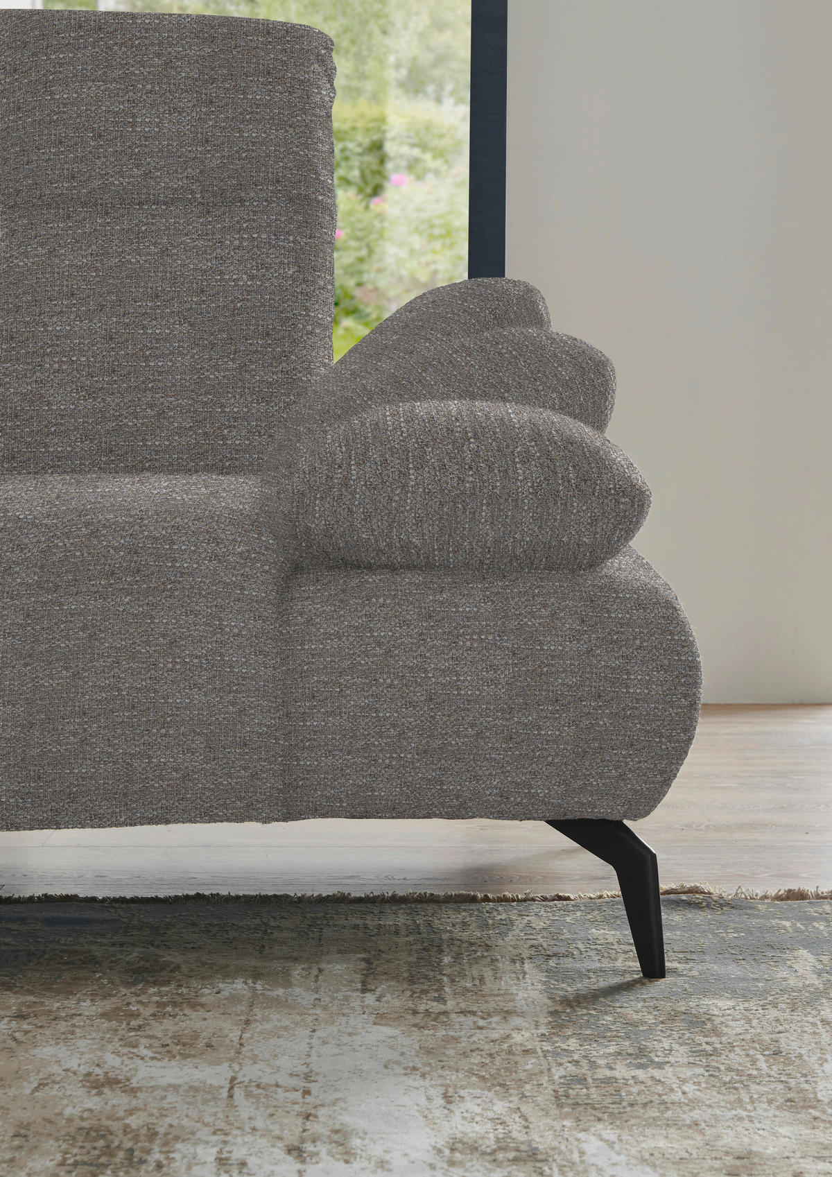 ECKSOFA in Webstoff Hellgrau  - Hellgrau/Schwarz, Design, Textil/Metall (290/223cm) - Moderano