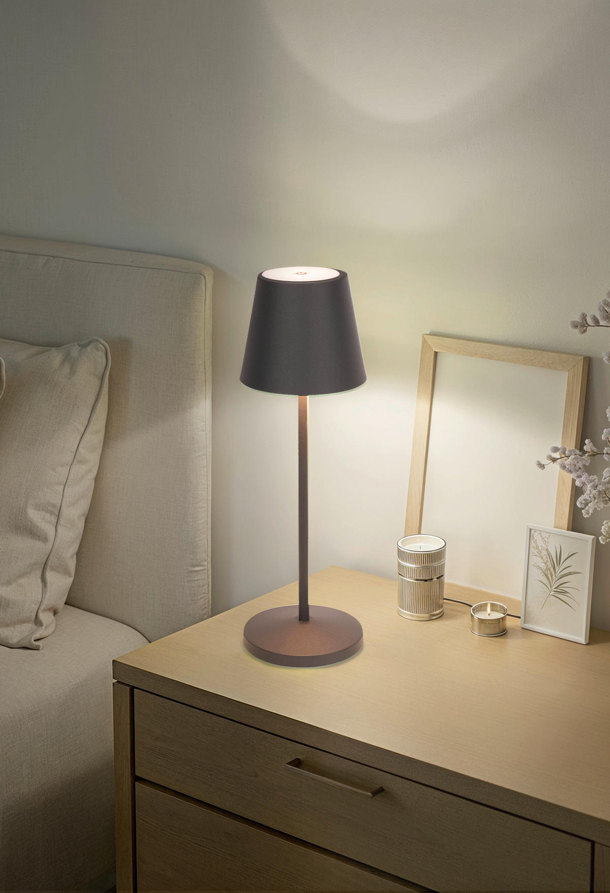 AKKU-TISCHLEUCHTE Denver 11/35 cm  - Grau, KONVENTIONELL, Metall (11/35cm) - Novel