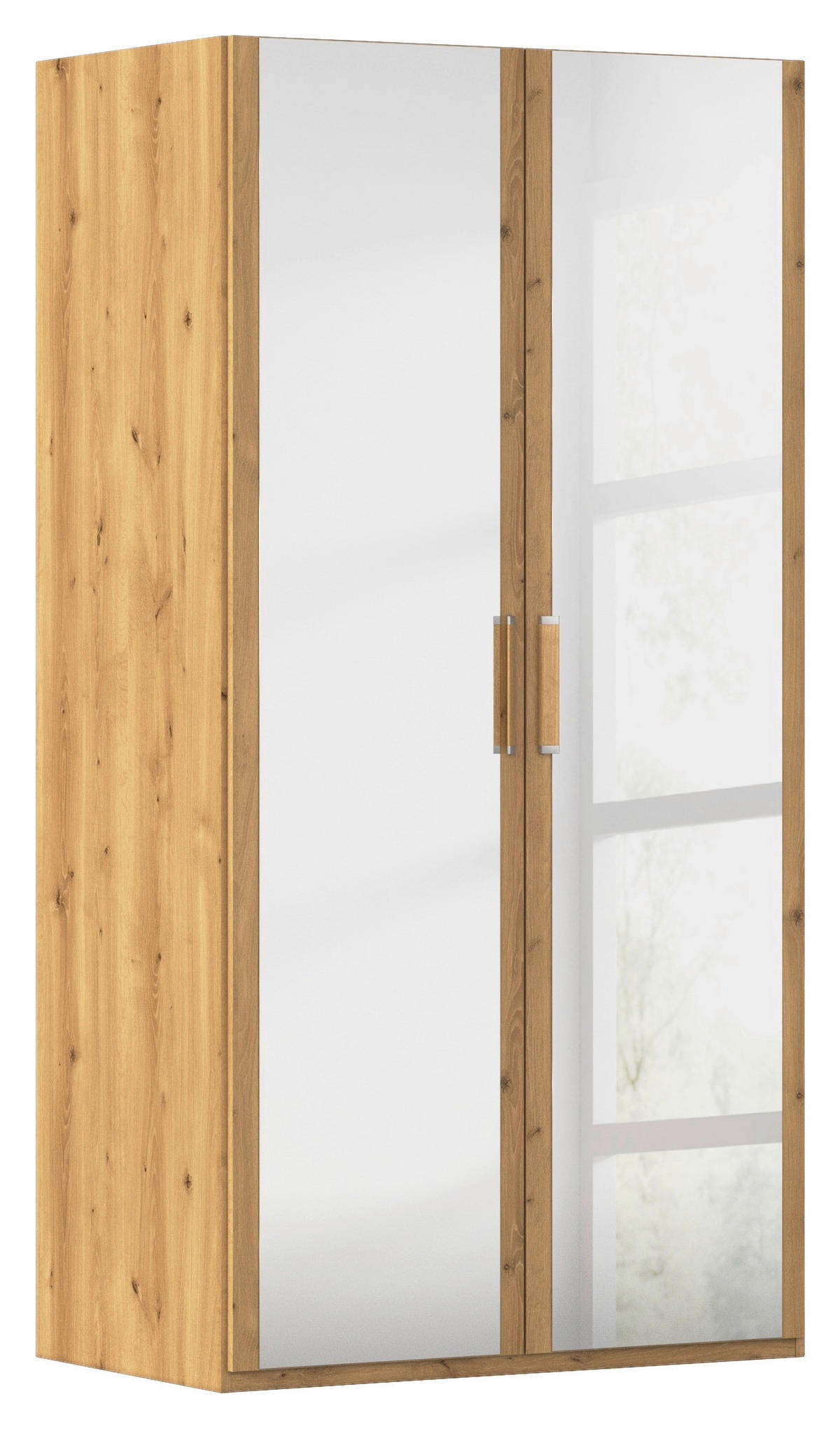 DREHTÜRENSCHRANK 101/197/60 cm 2-türig Eichefarben  - Eichefarben/Silberfarben, Design, Glas/Holzwerkstoff (101/197/60cm) - Novel