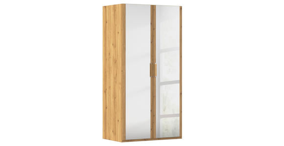 DREHTÜRENSCHRANK 101/197/60 cm 2-türig Eichefarben - Eichefarben/Silberfarben, Design, Glas/Holzwerkstoff (101/197/60cm) - Novel