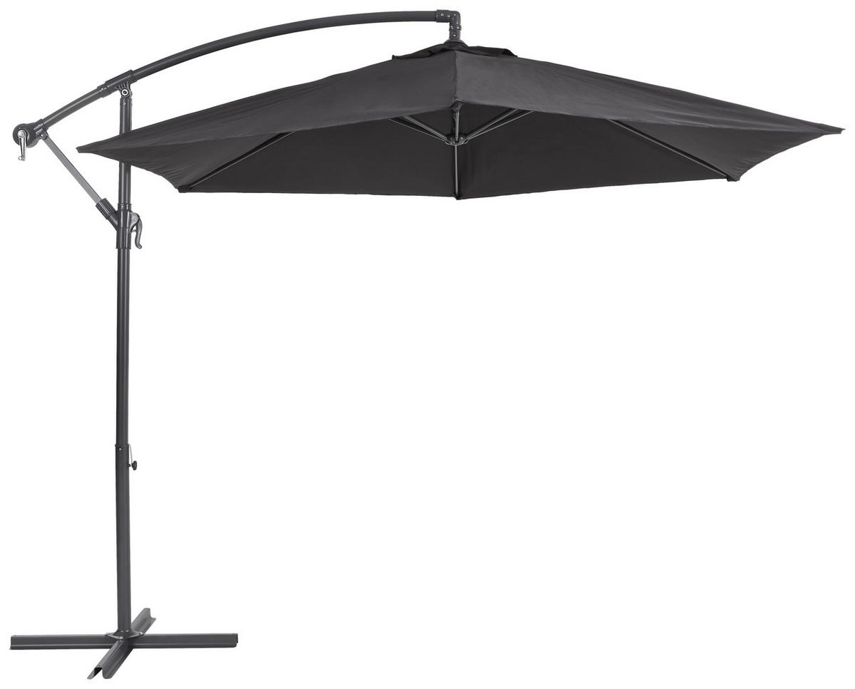AMPELSCHIRM 300 cm Anthrazit, Schwarz  - Anthrazit/Schwarz, KONVENTIONELL, Textil/Metall (300/300cm) - Xora