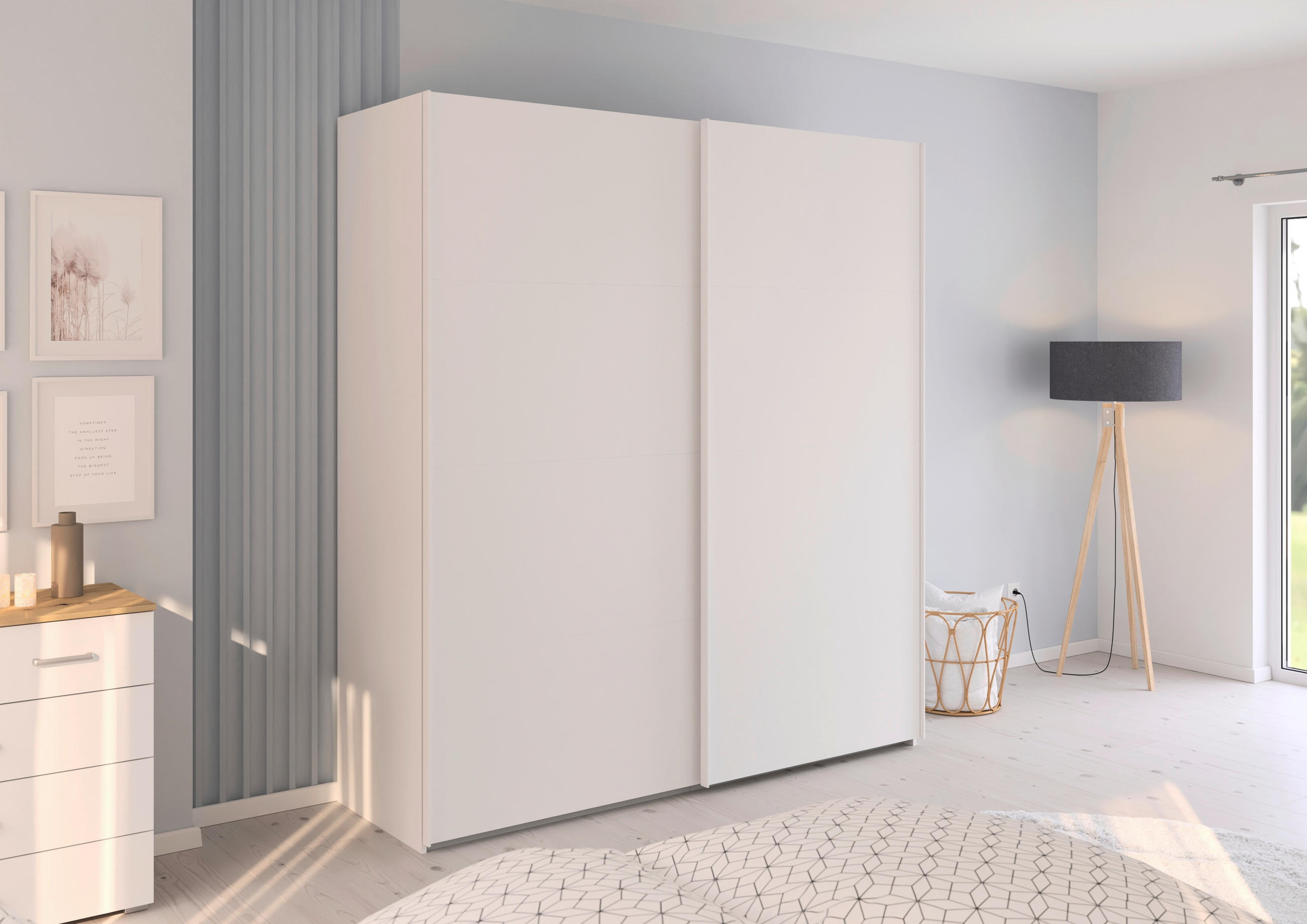 SCHWEBETÜRENSCHRANK 201/223/68 cm 2-türig Weiß  - Weiß, Design, Holzwerkstoff/Kunststoff (201/223/68cm) - Novel