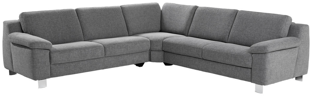 ECKSOFA Grau Chenille  - Chromfarben/Grau, Design, Textil/Metall (278/278cm) - Valdera
