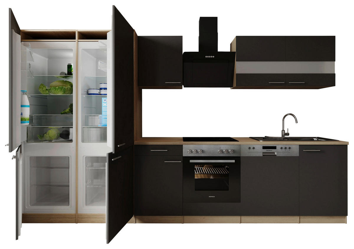 MODULKÖK 340 cm   i grå  - stålfärgad/grå, Trend, metall/trämaterial (340cm) - Respekta