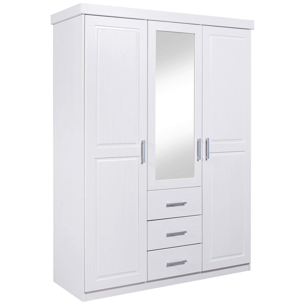 Drehtürenschrank Massiv Mit Spiegel 140 Cm Geraldo Weiß
