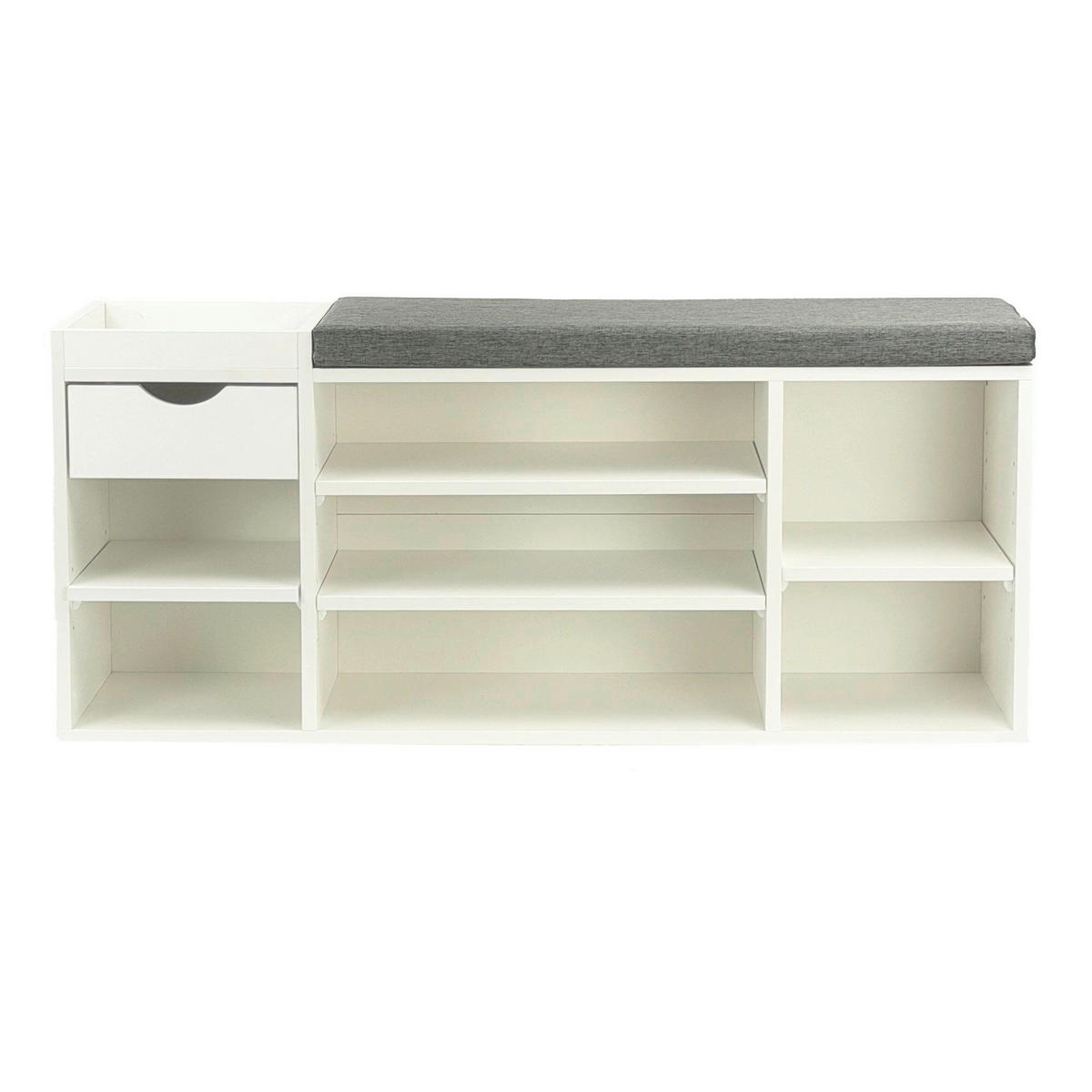 KLUPA ZA OBUĆU  bijela      - bijela/siva, Design, drvni materijal/tekstil (100/45/30cm) - Livetastic