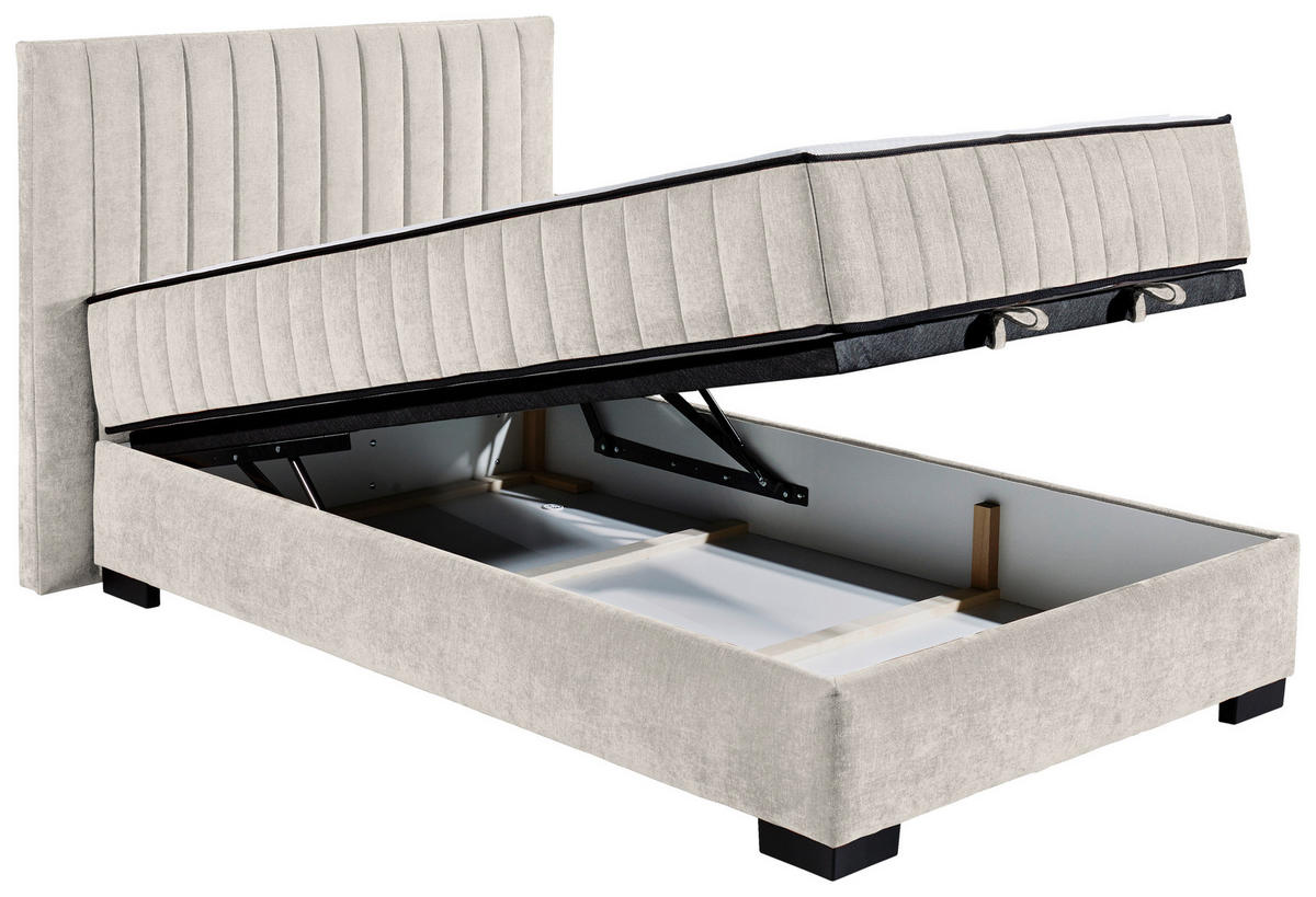 BOXBETT 120/200 cm  in Beige  - Beige/Schwarz, Modern, Holzwerkstoff/Kunststoff (120/200cm) - MID.YOU