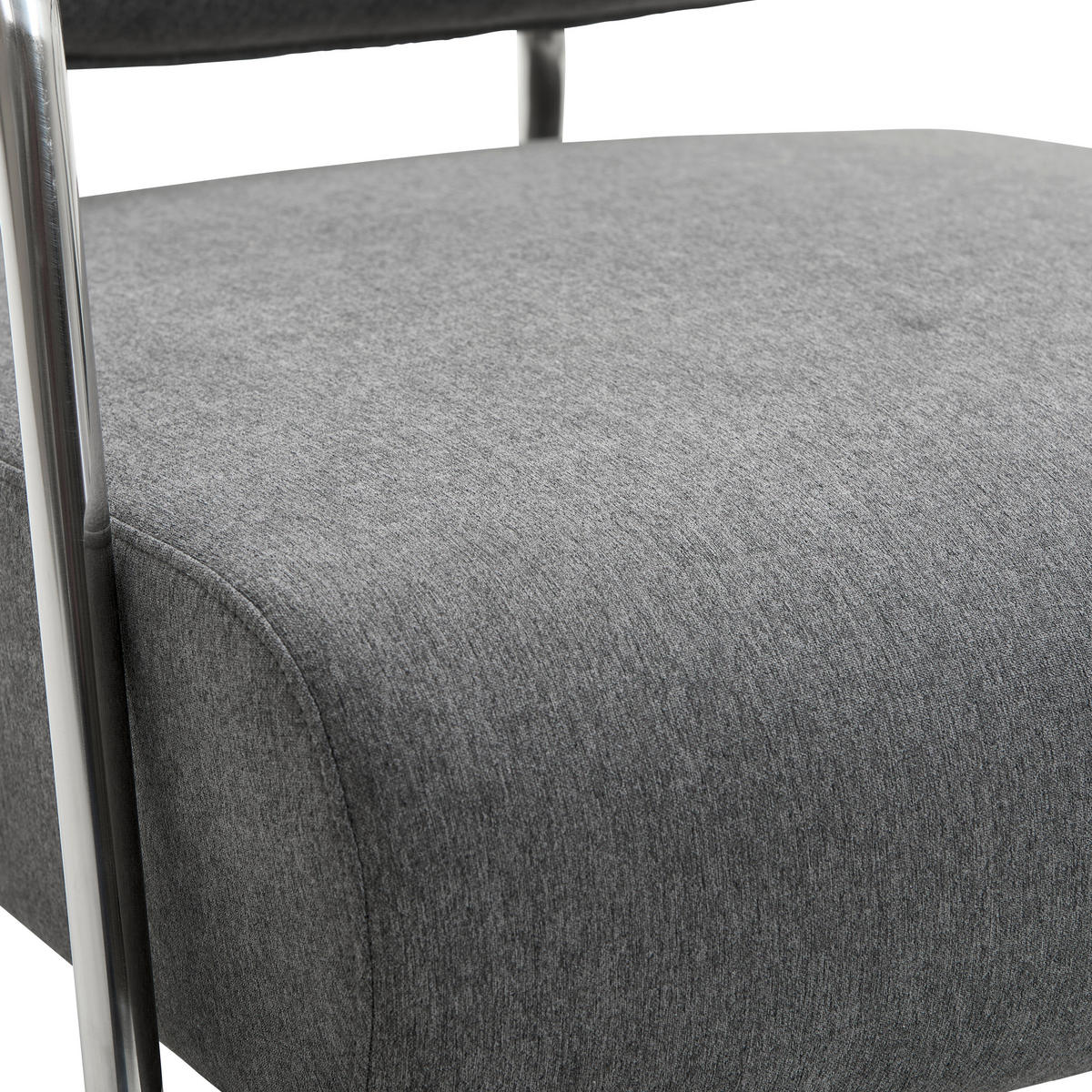 SESSEL in Leinenoptik Grau, Chromfarben  - Chromfarben/Grau, Trend, Textil/Metall (70/82/74cm) - Livetastic