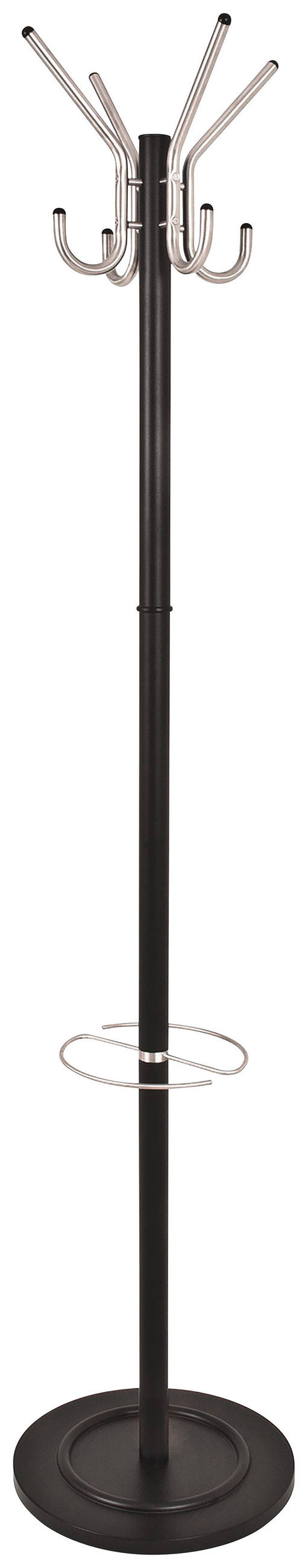 GARDEROBENSTÄNDER in Schwarz, Alufarben 36/182/36 cm   - Schwarz/Alufarben, Design, Metall (36/182/36cm)