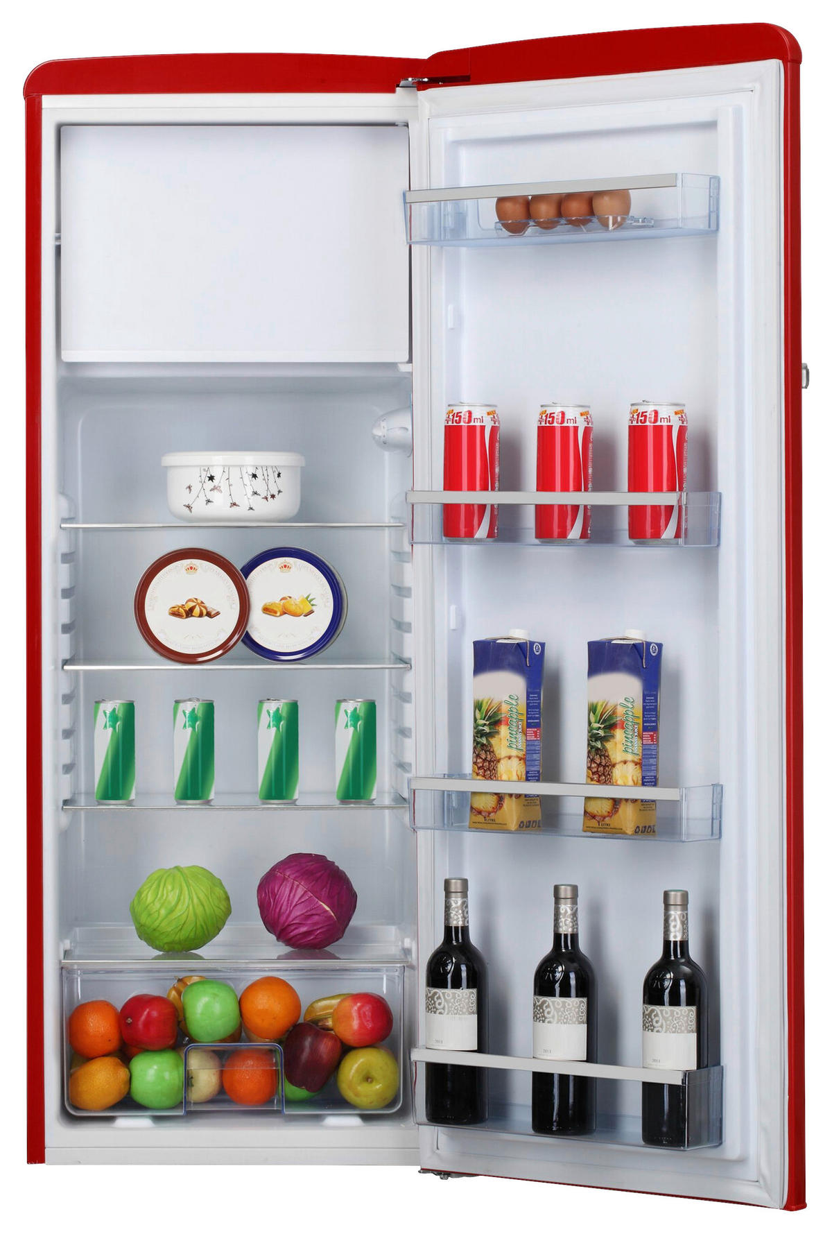 KÜHLSCHRANK 55/144/61,5 cm KSR 364 150 R  - Rot, Basics, Glas/Metall (55/144/61,5cm) - Amica