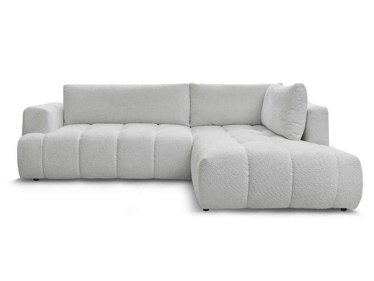 ECKSCHLAFSOFA FUJI Bouclé Hellgrau  inkl.  - Hellgrau/Schwarz, MODERN, Kunststoff/Textil (282/204cm)