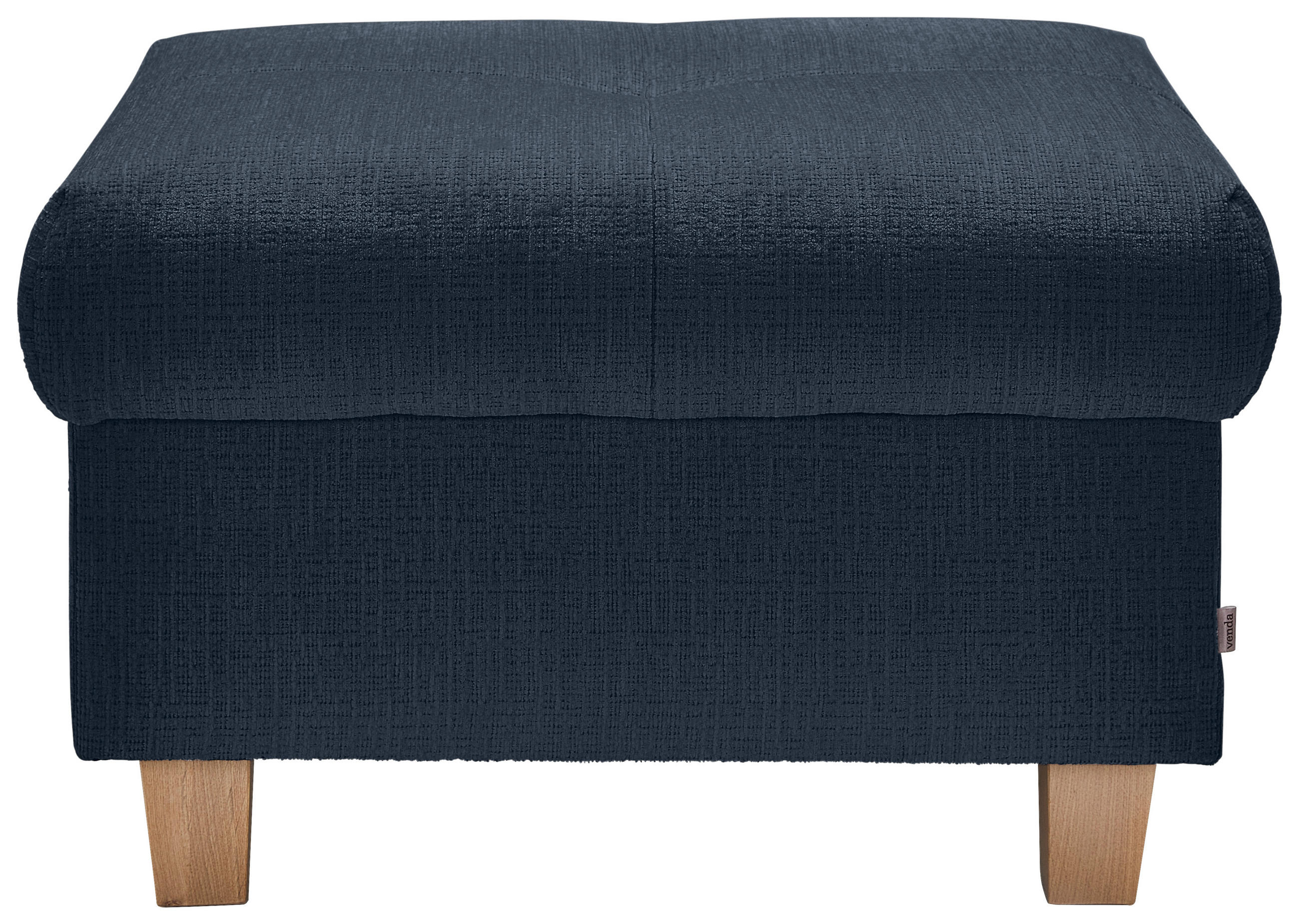 HOCKER Samt Dunkelblau  - Naturfarben/Dunkelblau, Design, Holz/Textil (71/46/57cm) - Venda