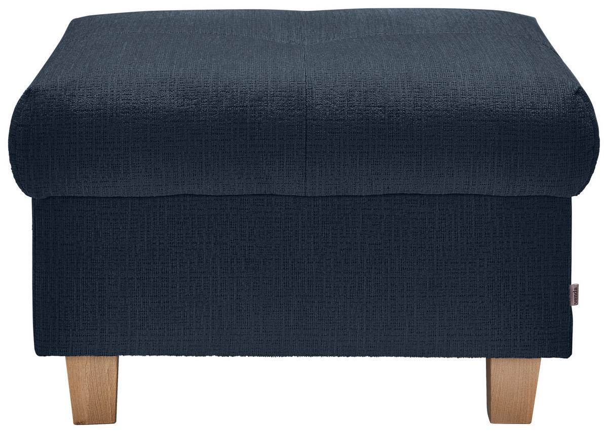 HOCKER Samt Dunkelblau  - Naturfarben/Dunkelblau, Design, Holz/Textil (71/46/57cm) - Venda