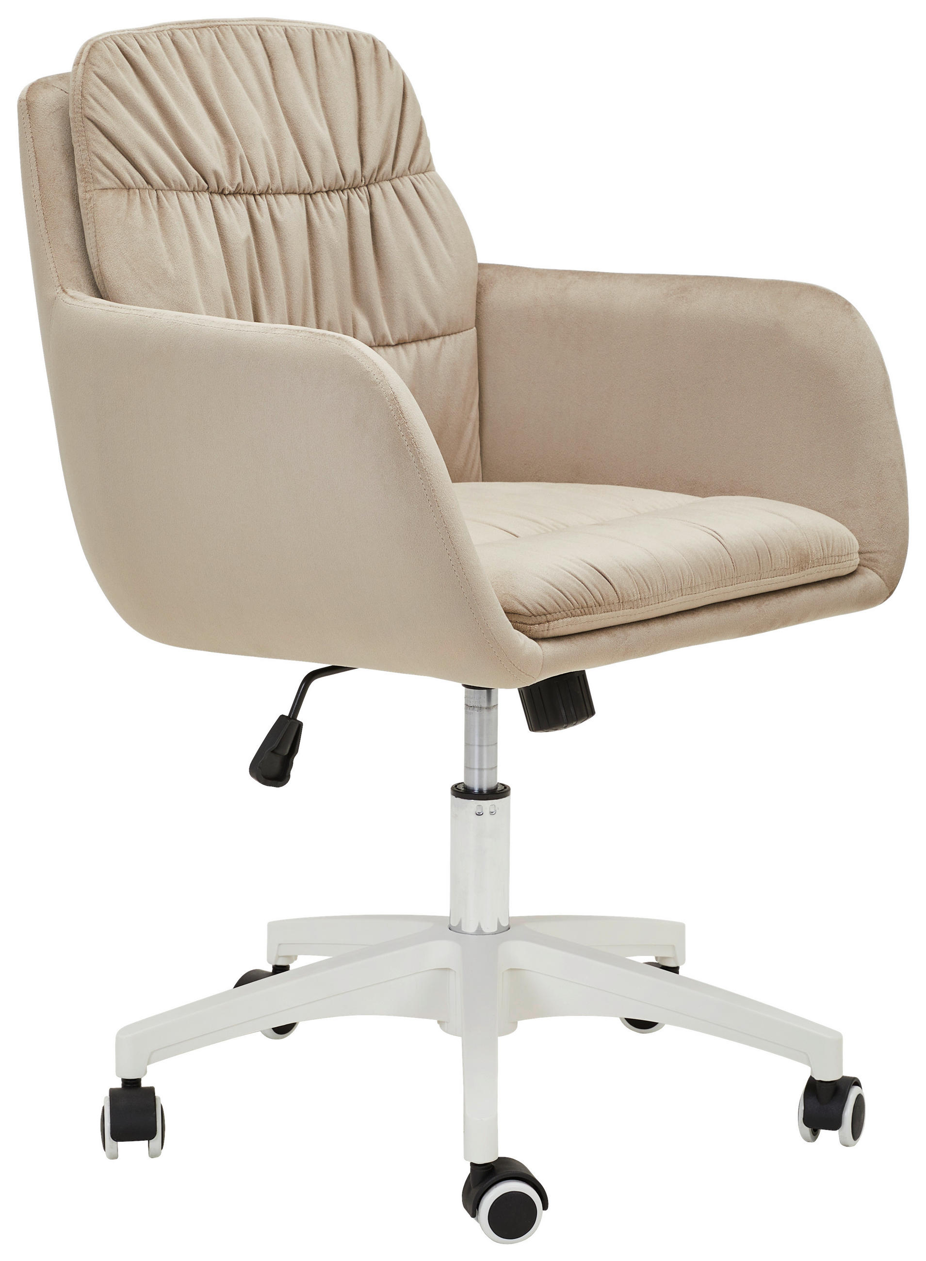 DREHSTUHL Samt Weiß, Taupe - Taupe/Weiß, MODERN, Kunststoff/Textil (58/80-91/63cm) - Livetastic