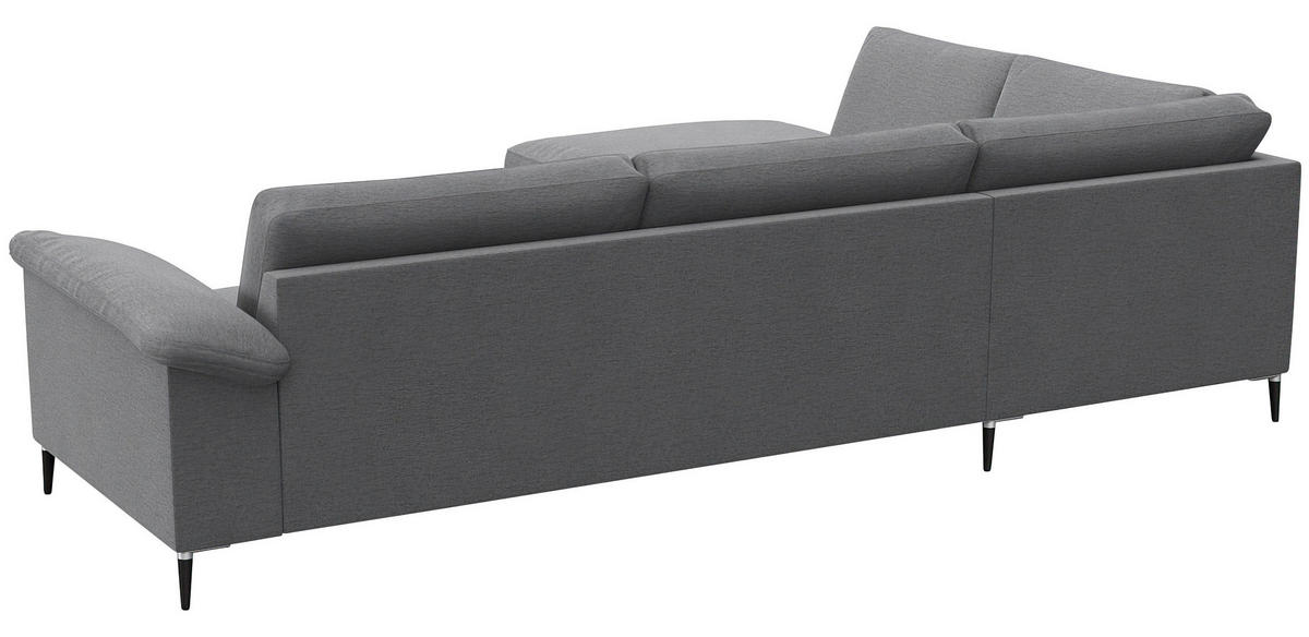 ECKSOFA Grau Flachgewebe, Chenille, Webstoff  - Alufarben/Schwarz, Design, Textil/Metall (225/279cm) - Livetastic