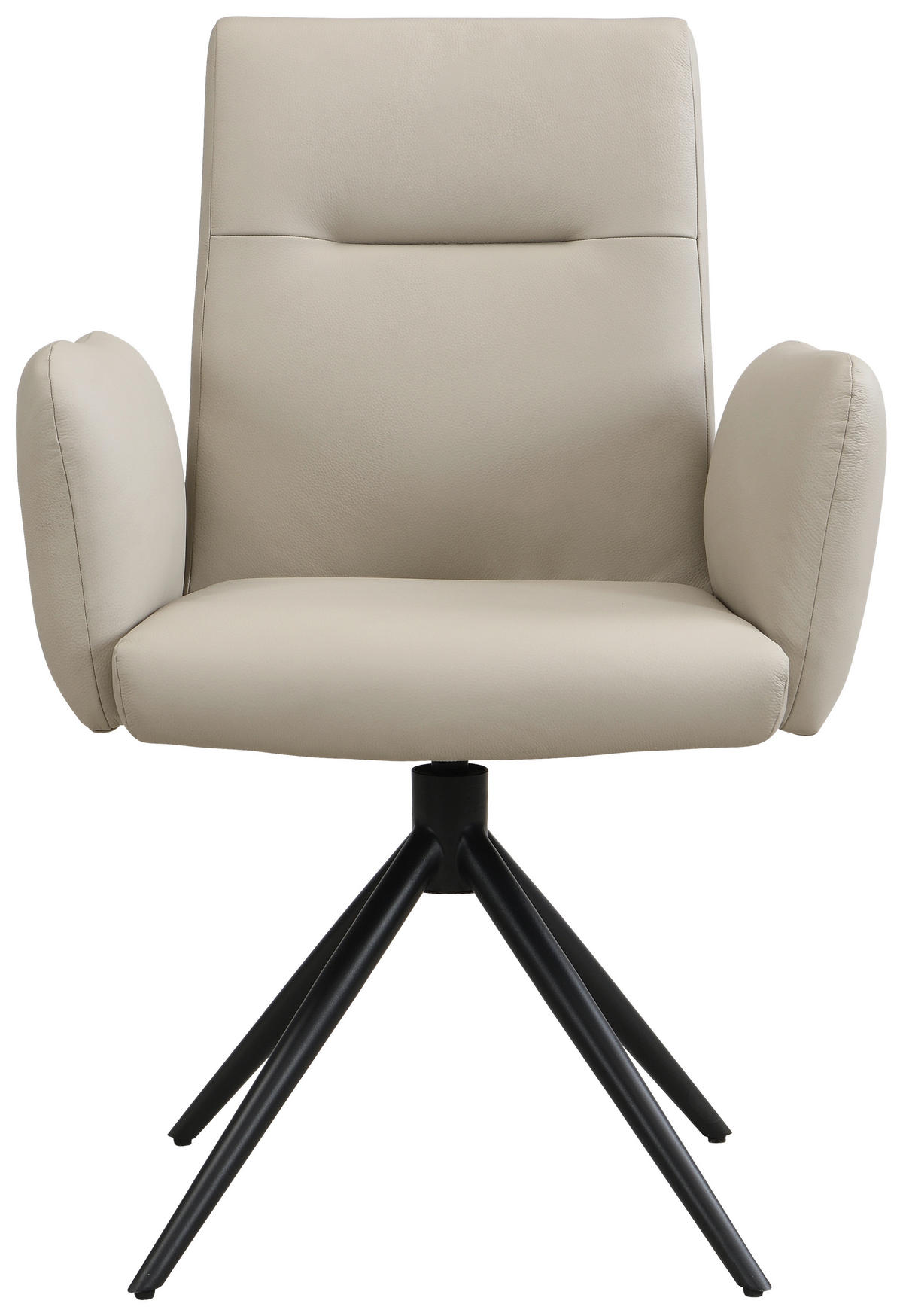 ARMLEHNSTUHL  Sitzfläche 360° drehbar, automatische Rückholfunktion  Echtleder  - Beige/Schwarz, Trend, Leder/Metall (63/89/62cm) - Novel