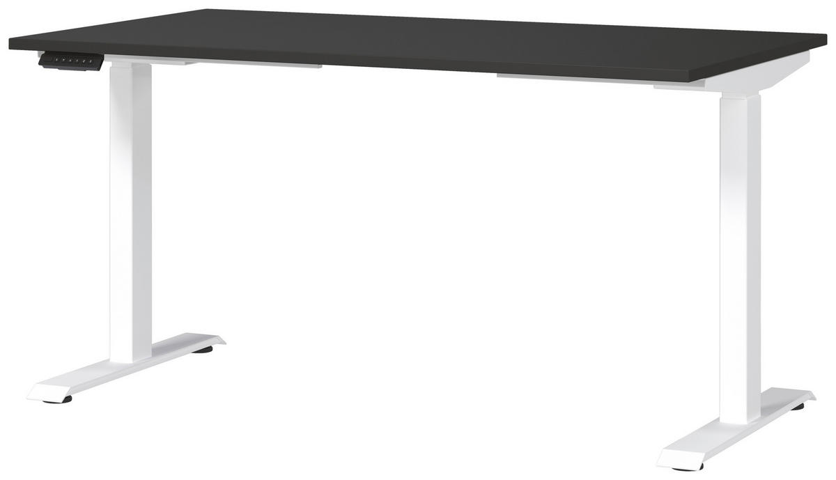 PSACÍ STŮL, barvy grafitu, bílá, 140/80/72-118 cm - bílá/barvy grafitu, Moderní, kov/kompozitní dřevo (140/80/72-118cm) - Novel