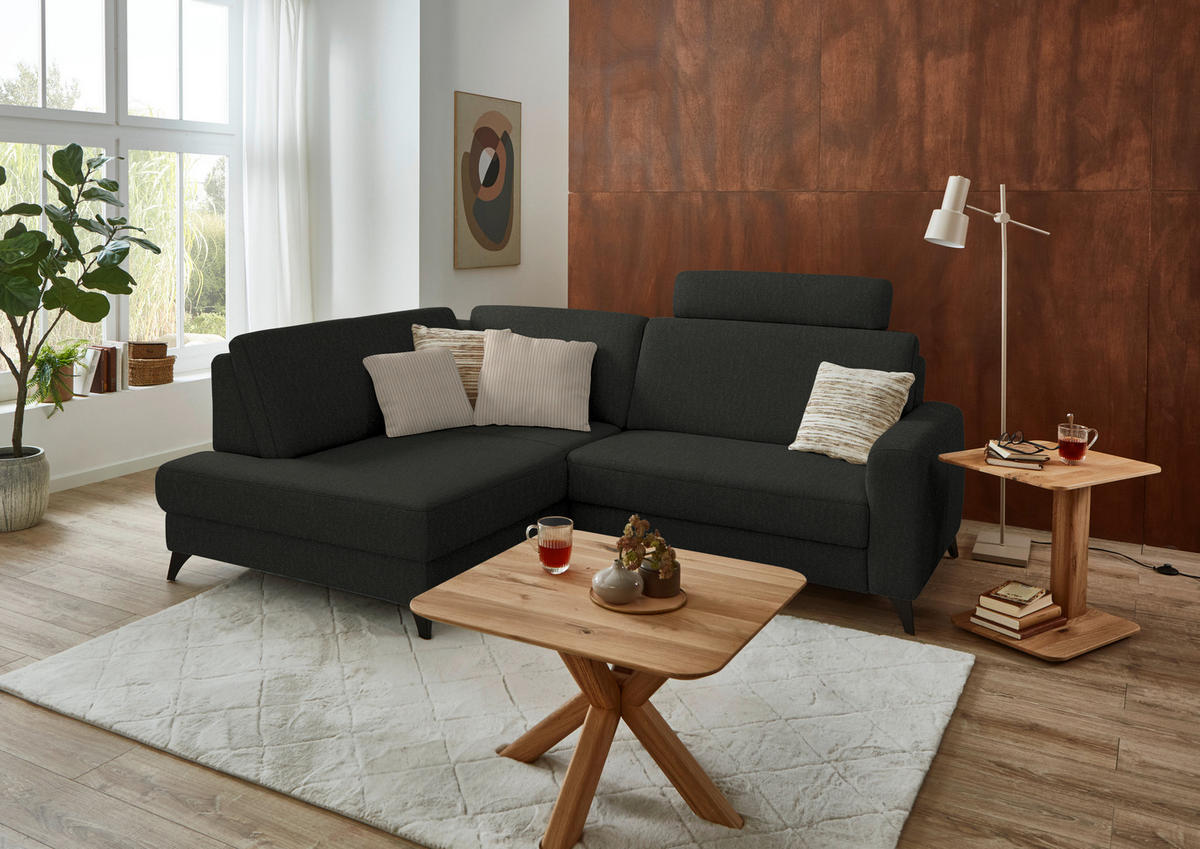ECKSOFA  Chenille Anthrazit  - Anthrazit/Schwarz, Design, Textil/Metall (182/239cm) - Beldomo Comfort
