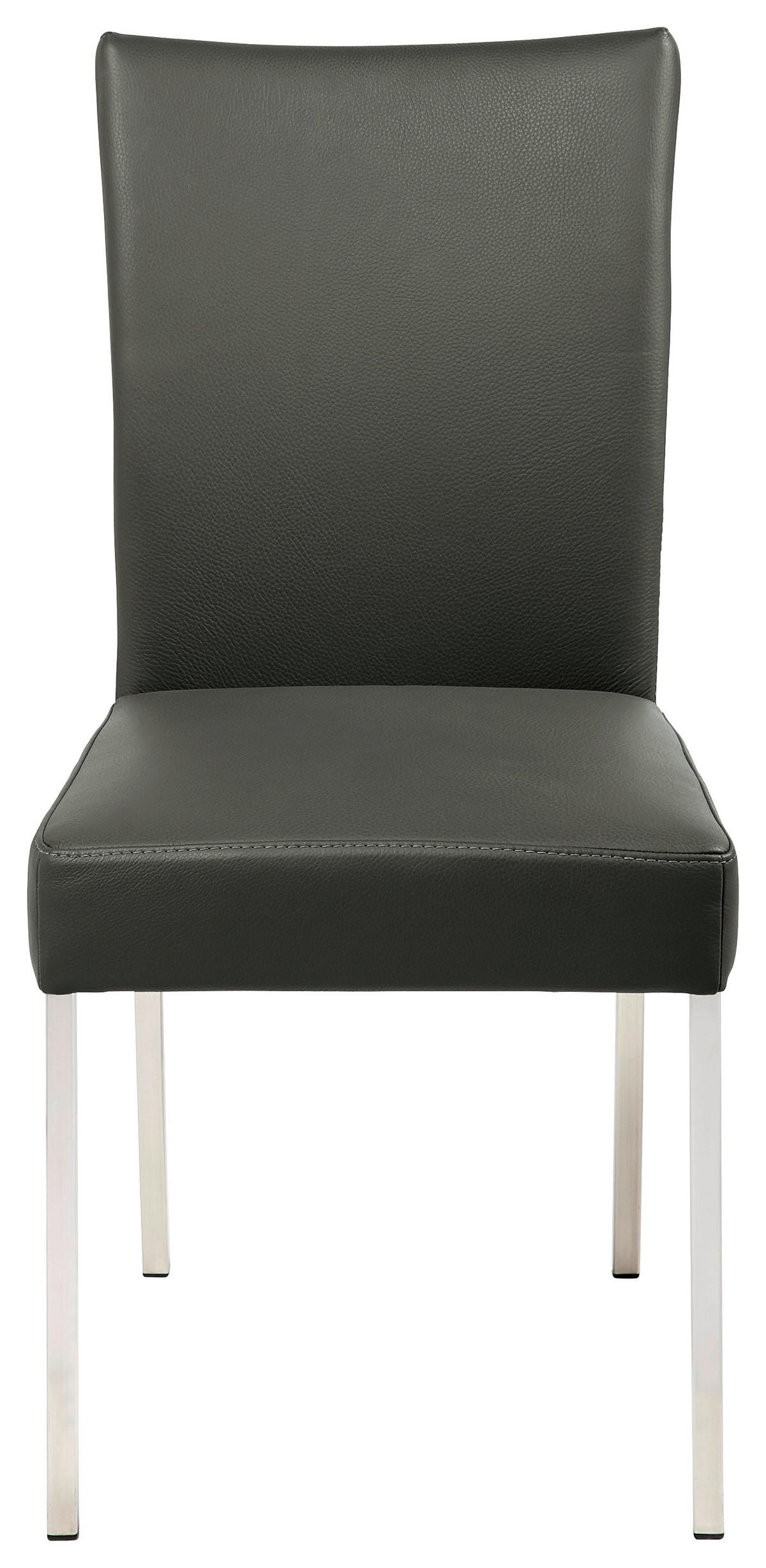 STUHL  Lederauswahl  Echtleder  - Edelstahlfarben/Dunkelgrau, Design, Leder/Metall (47/91/63cm) - Bert Plantagie