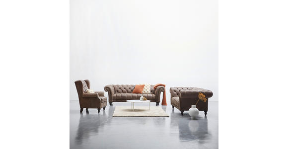 CHESTERFIELD-SOFA in Echtleder Dunkelbraun  - Dunkelbraun, LIFESTYLE, Leder/Holz (230/74/101cm) - Landscape