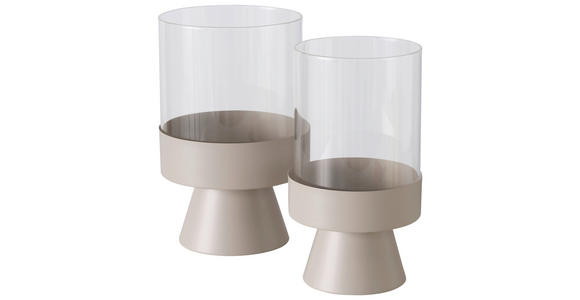 WINDLICHT - Beige, Trend, Glas/Metall (16/28cm) - Ambia Home