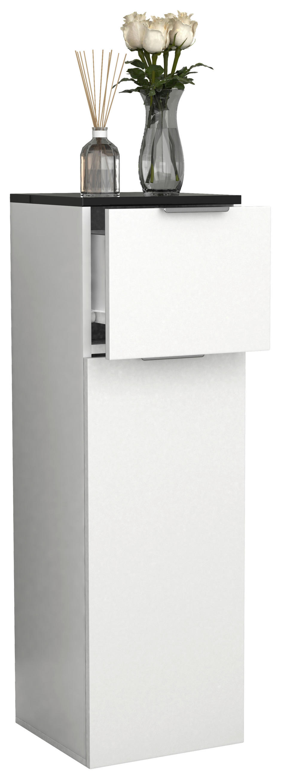 HIGHBOARD , 30/95/30 cm, 1 Schublade(n)  - Silberfarben/Schwarz, MODERN, Holzwerkstoff/Kunststoff (30/95/30cm) - MID.YOU